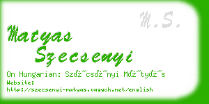 matyas szecsenyi business card